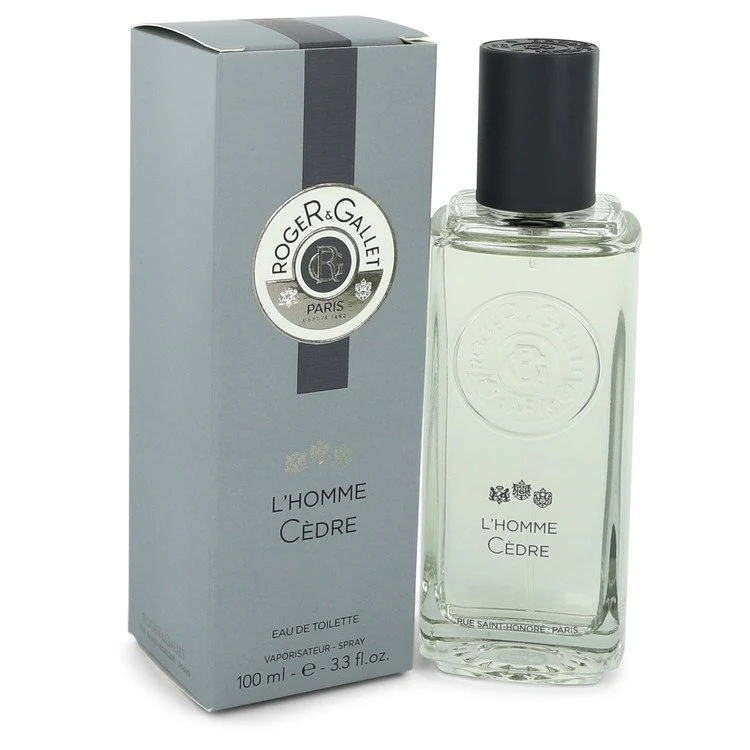 Roger Gallet L Homme Cedre Eau De Toilette Spray 3.3 Oz For Men Woody Spicy Fragrance Mandarin Orange Cedar Notes